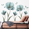 Dreamy Blue Flower Wall Stickers Creative Painted Butterflies Wall Decals