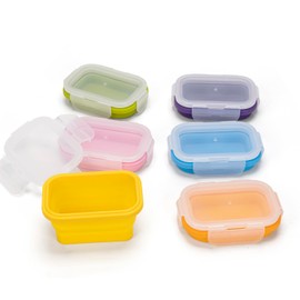 Annaklin Collapsible Food Storage Containers with Lids, Small Silicone Snack Containers, Stackable Portion Control Containers, Mini Fridge Organizer, Microwave Freezer Dishwasher Safe, 6.5oz, 6 Pack