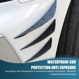 getfay Pack-6 Car Front Bumper Lip Splitter, 3 Specs Soft Rubber Spoiler Canard Decoration Kit, Body Anti-Collision Buffer Protection Device, Unviersal for Car Exterior Accessory (Carbon Fiber Black)