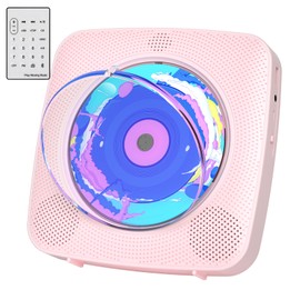 CD Player Portable : CD Players for Home Bluetooth Kegaudio 1800mAh Rechargeable Desktop Wall CD Player with Speakers with Dust Cover LCD Screen Display FM Radio USB AUX Jack Remote Control Pink