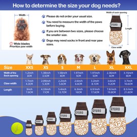 GYURO 2Pairs Anti Slip Dog socks paws stop licking,Dog Boots&Paw Protector for Hardwood Floors Anti Slip,Traction Control No Twist Grip Booties for Small Medium Large Senior Dogs (Khaki, XL)