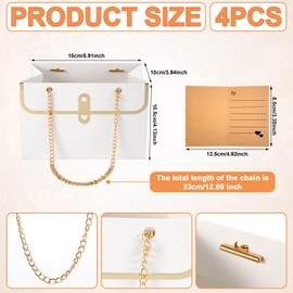 4pcs Flower Boxes for Arrangements, Portable Wedding Floral Bag with 4 Greeting Cards Mother's Day for Bouquet Storage with Chain Kraft Paper Flower Gift Handbag for Flower Shop Wedding Mother's Day