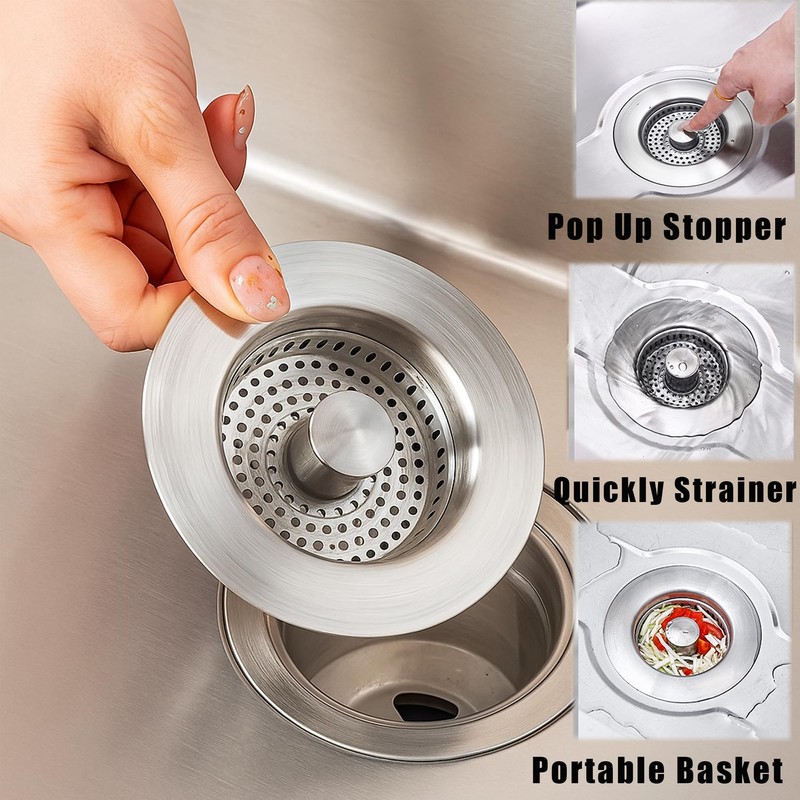Compatible with OXO Sink Strainer,Upgrade 3 in 1 Stainless Steel