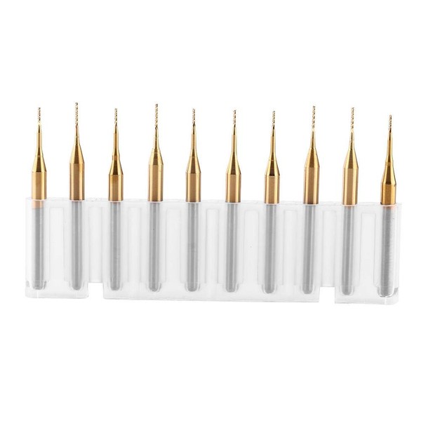 10pcs 3.175mm Shank Titanium Coated Tungsten Carbide End Mill Carving Bit Cone Tip PCB CNC SMT Rotary Bali Milling Cutter 0.6mm Diameter