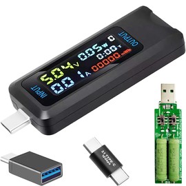 DKARDU USB Tester Type-C Interface Multi-Functional Digital Power Capacity Tester Voltage Current Meter DC 4.5-36V 0-5A Supports Fast Charging Protocols with Type C Connector Adapter USB Load