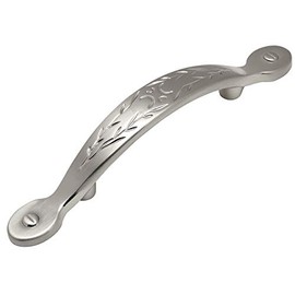 Cosmas 10 Pack 465SN Satin Nickel Leaf Design Cabinet Hardware Handle Pull - 3" Inch (76mm) Hole Centers, 5-3/4" Overall Length