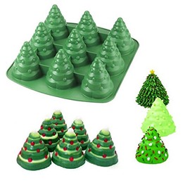 Honfitat Bluelover 3D Weihnachtsbaum Kuchenform aus Silikon, Backform für Kekse oder Schokolade, Grün