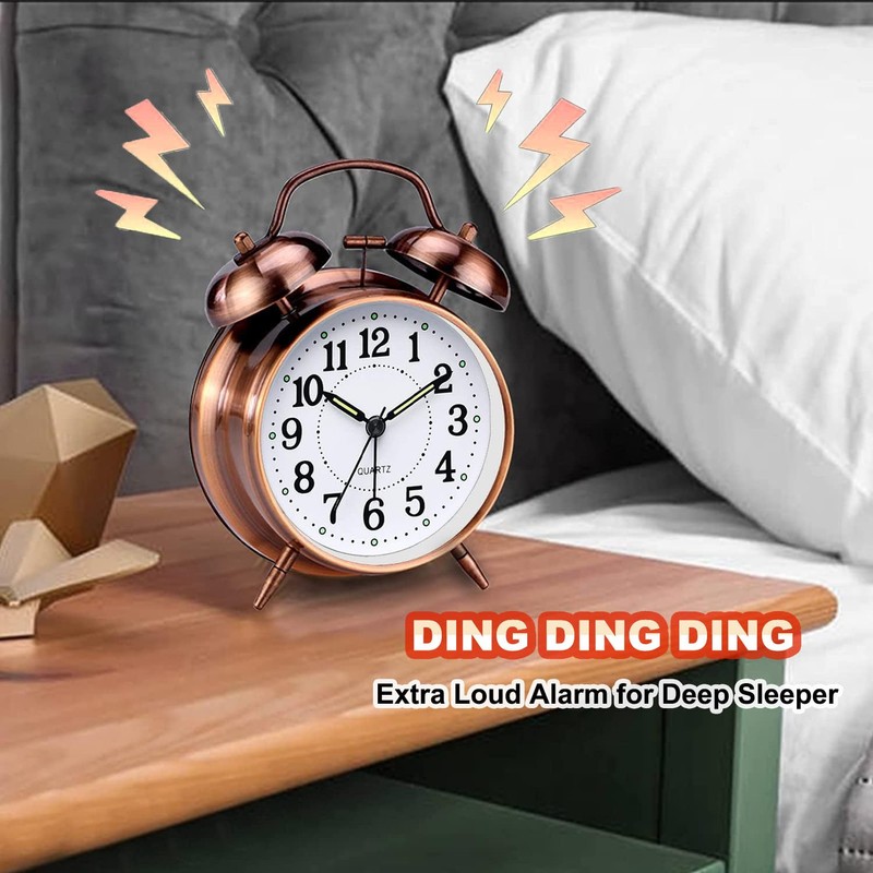 Azyh Loud Alarm Clock for Heavy Sleepers Adults, Metal 4