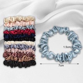 Acehome 12 Pcs Satin Silk Hair Scrunchies Ties, Small Size Ponytail Holder Ropes Hair Accessories Scrunchies 12 Colors Fine Elastic Hair Bands for Women Girls Teenagers Sisters and Girlfriends