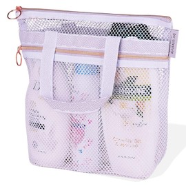 MIRKUZI 1 Piece Foldable Shower Bag, Waterproof Multifunctional Hanging Shower Bag for Camping Toiletries (White)