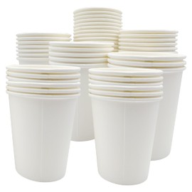 three leaf 8 Oz. Disposable Paper Cups, (White) 1000 Ct. (20 Packs Of 50), Hot/Cold Cup For Coffee, Water, Tea, Juice, Picnic, Party, Travel And Events