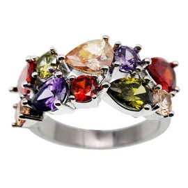 Vanessa Multi Gemstone Jewelry Sets for Women, Sparkling Garnet Amethyst Morganite Peridot Topaz Gifts for Her (6#Ring), topaz