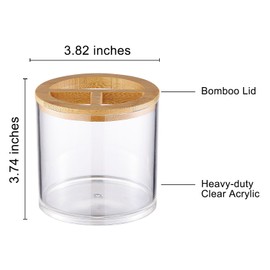 Onsogi Thick Clear Plastic Toothbrush Holder with Bamboo Lid for Bathroom Decor, Toothbrush Organizer Stand for Bathroom Vanity Countertops - 1 Pack