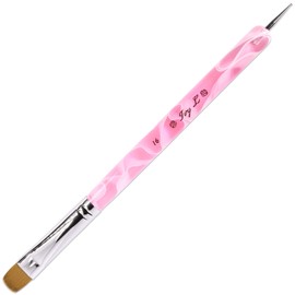 Ivy L Premium 2 Way French Gel Acrylic Nail Art Kolinsky Brush with Dotting Tool for Professional Manicure Cuticle Clean up Nail Art Design (Size # 16, Pink Marble)