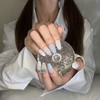 Mint tweed ribbon handmade nail tip - Stiletto / 민트