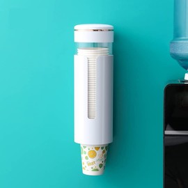 Disposable Cup Dispenser, Wall Mount Cup Holder with Magnet, 3-Way Attachment (Fits Paper Cups with 6-8.2cm Mouth Diameter)