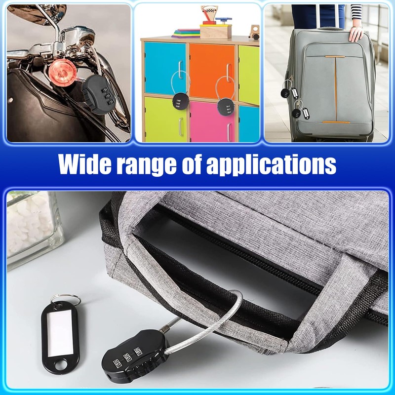Wire Rope Lock, 2 Pcs Mini Code Lock, Wire Rope