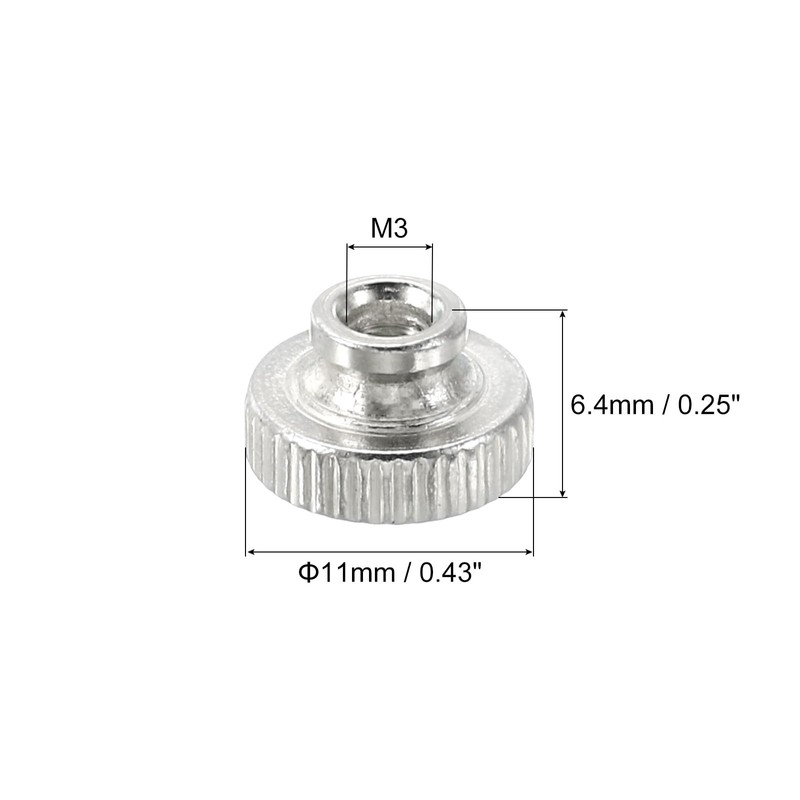 sourcing map Knurled Thumb Nuts, 8Pcs M3 Carbon Steel Nut