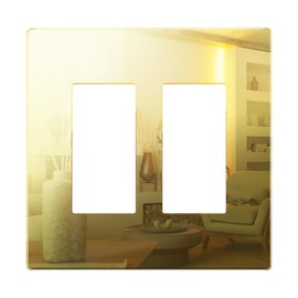 LIDER Double Decorator Wall Plate, Impact Resistant, Mirrored Acrylic, Plexiglass, Reflective Finish, Modern Upgrade, Screwless Light Switch/Outlet Cover, Mid-Size 2-Gang 4.88" x 4.92", Acrylic Gold