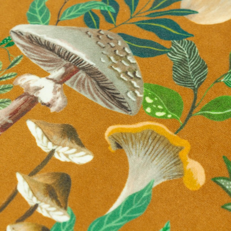 Wylder Nature Wild Gardens Mushroom Repeat Velvet Piped Cushion Cover