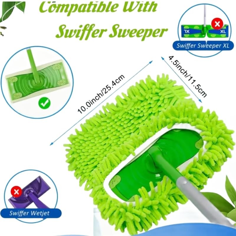 Microfiber Mop Pads Compatible with Swiffer Sweeper 4 Pack Dry