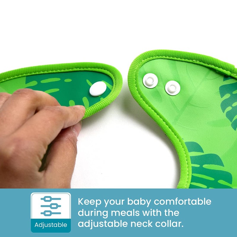 LA Baby Crumb Snatcher Waterproof Pocket Bib Small, Catch-All Pocket
