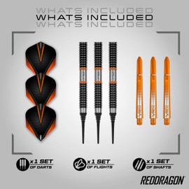 RED DRAGON Amberjack 18 Softip Professional 18 Gram Dart Set with Flights and Shafts