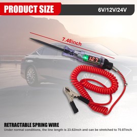 fasebeek Pack-1 Car Circuit Tester, Test Pen with Display, Line Tester Replacement, Detector with ABS Handle, Automotive Repair Tools, Universal for Most Cars, Trucks, SUVs (Red #6V/12V/24V)