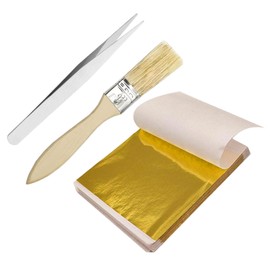 200 Sheets Edible Gold Leaf, Edible Gold Leaf for Cakes with Brush Tweezer, Foil Paper for Cakes, DIY Craft, Home Restaurant Decor, Painting Nail Art, Beauty Routine Makeup, Crafts