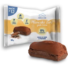 Nuvola Zero - Plumcake Zero with Cocoa without Carbohydrates, Lactose Free Snack, Sugar Free, Gluten Free, Rich in Fibre, Pack of 12, Made in Italy