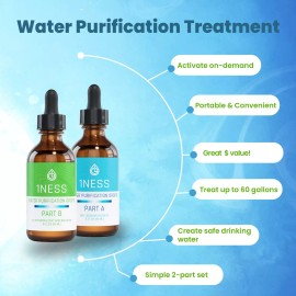 1ness 2pk 1ness Water Treatment Drops - Glass Bottles - 2oz Kit (HCLKit)