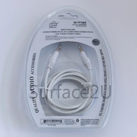 TopZone 2.5mm Mini Stereo Plug Male to Male Speaker Audio Cable Premium Gold P 6' White