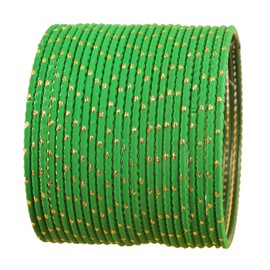 Touchstone "Colorful Bangle Collection Indian Bollywood Exclusive Golden Glaze Grass Green Color Designer Jewelry Special Large Size Bangle Bracelets. Set of 24 for Women.