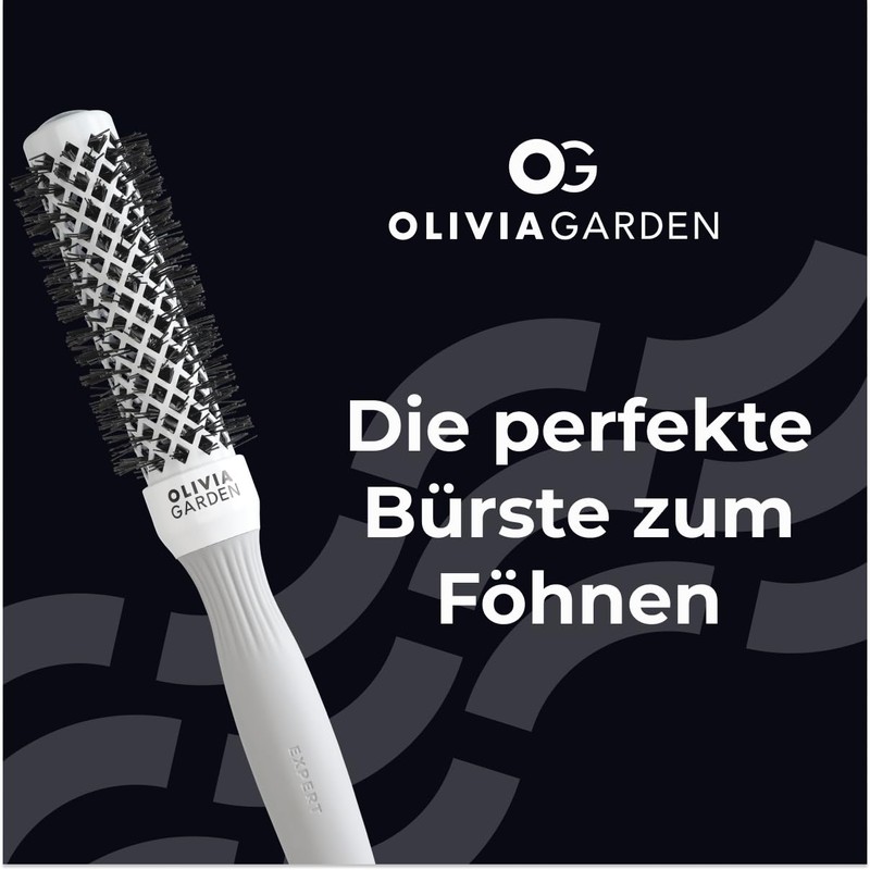 Olivia Garden - Expert Blowout Shine Hairbrush, White and Grey,