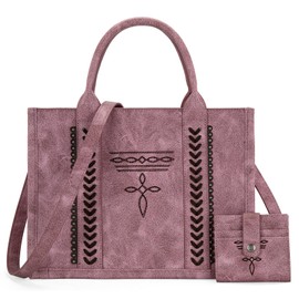 Montana West Longhorn Whipstitch Western Top Handle CC Pocket Tote Bag with Card Wallet Set Satchel Purse Vegan Leather Handbags Crossbody Bag for Women MW1124-H8120SWPP