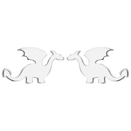 Cute Dinosaur Earrings for Women Girls Men 925 Sterling Silver Hypoallergenic Small Dragon Brontosaurus Cartilage Tragus Polished Fashion Jewelry Dainty Best Friend Gift, White Gold and Rose Gold