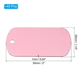 PATIKIL Metal Engraving Blank Tags, 45 Pcs Rectangle Aluminum Blank Tag Metal DIY Tag with Hole for Engraving Stamping Jewelry Bracelet Necklace DIY Craft Making, Pink