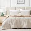CozyLux Queen Size Comforter Set - 3 Pieces Beige Soft