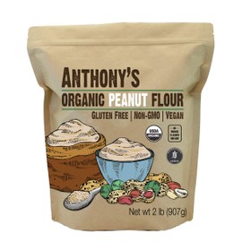 Anthony's Organic Peanut Flour, Defatted, 2 lb, Light Roast 12% Fat, Verified Gluten Free