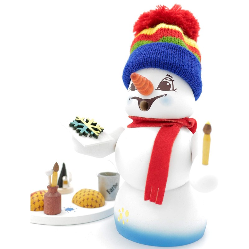 Kuhnert Ore Mountains Wood Art Incense Burner, Incense Figurine, Snowman,