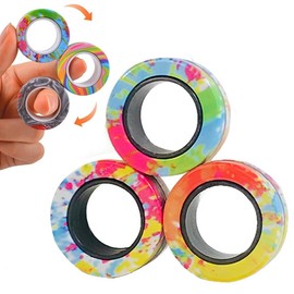 BCBF 3 Pieces Anti-Stress Fidget Toys, Magnetic Rings Fidget Toys, ADHD Magic Finger Ring Toy Sets, Fidget Magnetic Rings Pack, Great Gift for Adults, Teenagers, Children, Stress Adults (A)