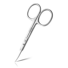 SILLVER Tijeras para cutículas extrafinas curvas, tijeras pequeñas súper delgadas con punta precisa, para barba, pestañas, bigote y piel seca - Tijeras de manicura