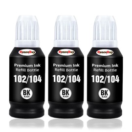 HenceBuy 102 104 Black Ink Compatible with Epson 104 Ecotank Ink Bottle for Epson 102 BK EcoTank ET-2870 ET-2820 ET-2850 ET-2856 ET-2810 ET-2826 ET-3850 ET-4850 ET-4856 ET-275 meeting 0 ET-2720
