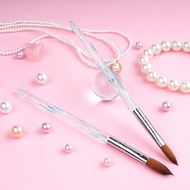 M ProK 100% Kolinsky Acrylic Nail Brush – Professional Nail Brush for Acrylic Application with Crystal Blue Handle – Handcrafted Salon Quality Tool (Size #16)