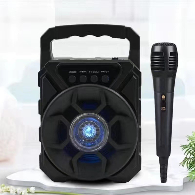 Portable Karaoke Machine Multifunction Cool Lighting Plug in Card Deep