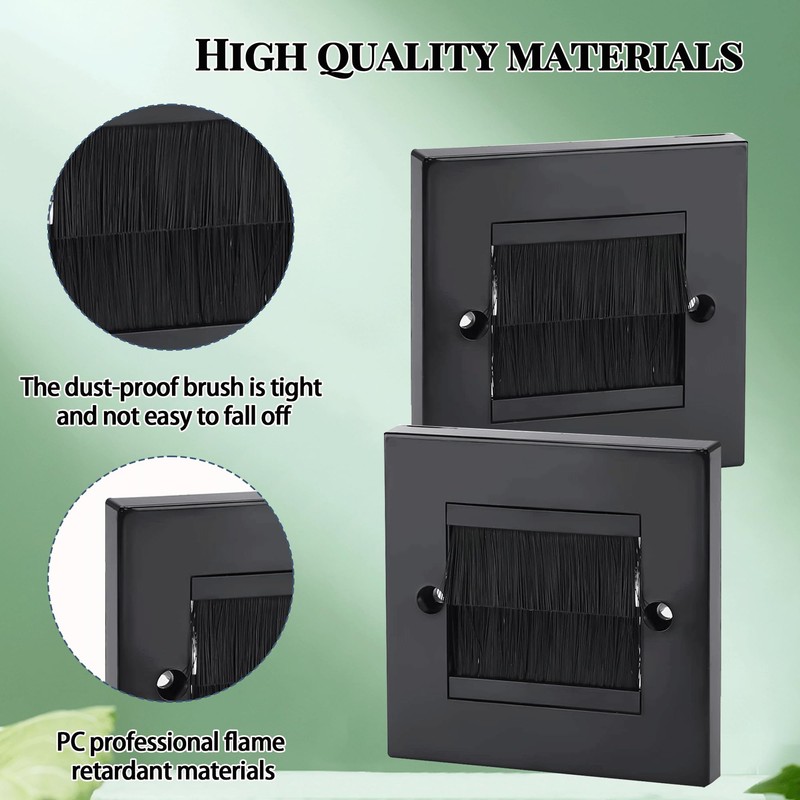 2Pcs Brush Wall Plate Soft Nylon Bristles Cable Brush Plate