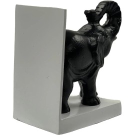 Livevie Elephant Figure Decorative Bookend Non Skid Bookend Heavy Duty Black