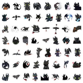 Toothless Stickers,50 PCS Toothless Vinyl Waterproof Decals for Water Bottles Computer Bicycle Skateboard Luggage Phone Pad Laptop Kids Teens Stickers Pack