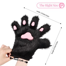 THARAHT Fursuit Paws Gloves Adjustable Cuffs Suitable for RolePlaying Party Clothing Black