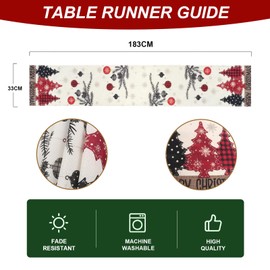 Christmas Table Runner, Xmas Table Runner, Seasonal Table Runners, Winter Holiday Dining Table Runner for Home Party Dinner Decor, 33 x 183 CM (Christmas Trees)